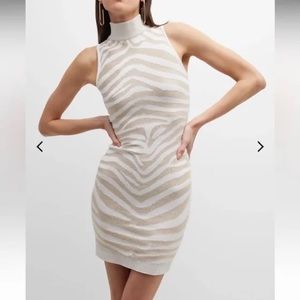 Balmain White and Gold Zebra Print Dress